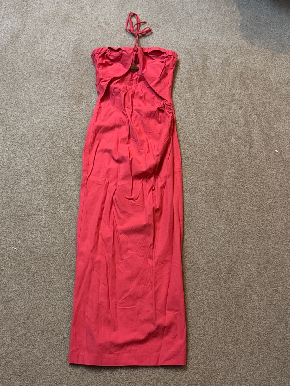 Zara Pink Strapless Halter tie Maxi Dress with Keyhole Detail